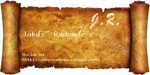 Jakó Radomér névjegykártya